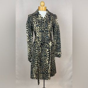 Anne Klein Leopard Trench Coat Jacket. Extra Small